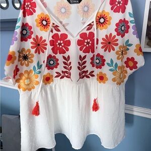 BloomChic Colorful Floral Embroidered Blouse
